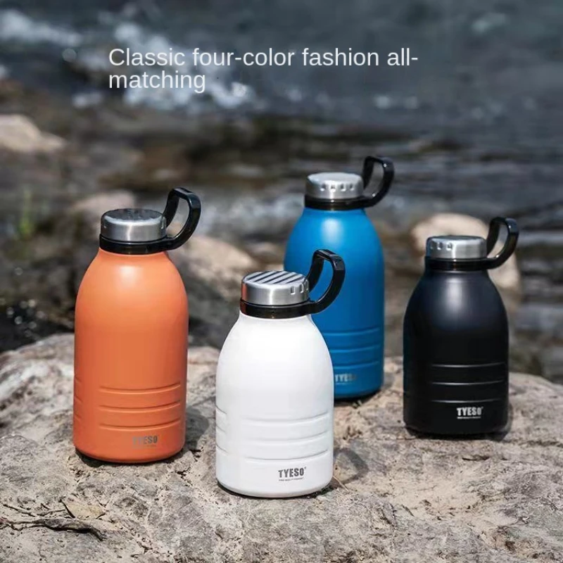 

New Stainless Steel Thermos Cup Large-capacity Outdoor Sports Bottle Men's and Women's Belly Straw Bottle Drinking Set