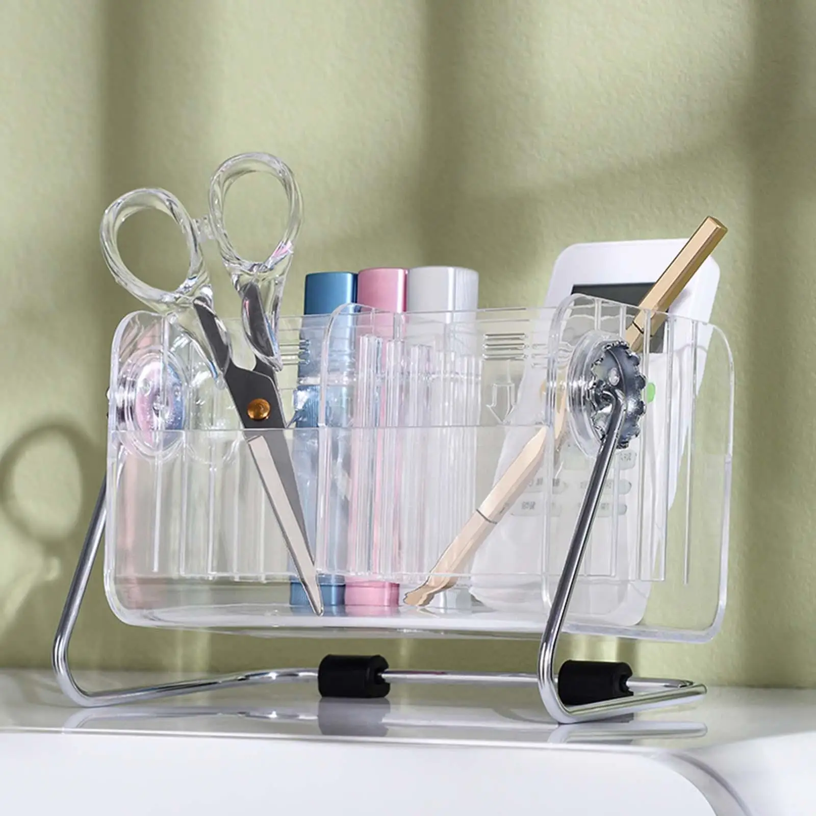 

Acrylic Remote Control Holder Organiser with 6 Compartment for Bathroom Dorm