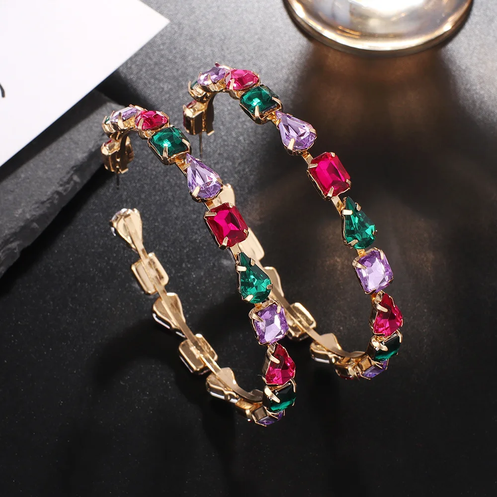 

European and American New Crystal Earrings Earrings Nightclub Stage Exaggeration Big Earrings Accessories Earrings Wholesale
