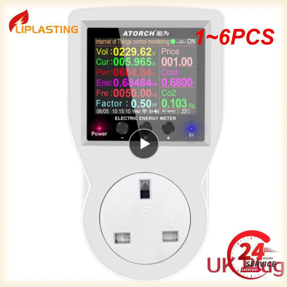 

Умная розетка Tuya с Wi-Fi, 1-6 шт., цифровой ваттметр, 220 В, измеритель мощности переменного тока, потребление электроэнергии с европейской вилкой, мощность киловатта