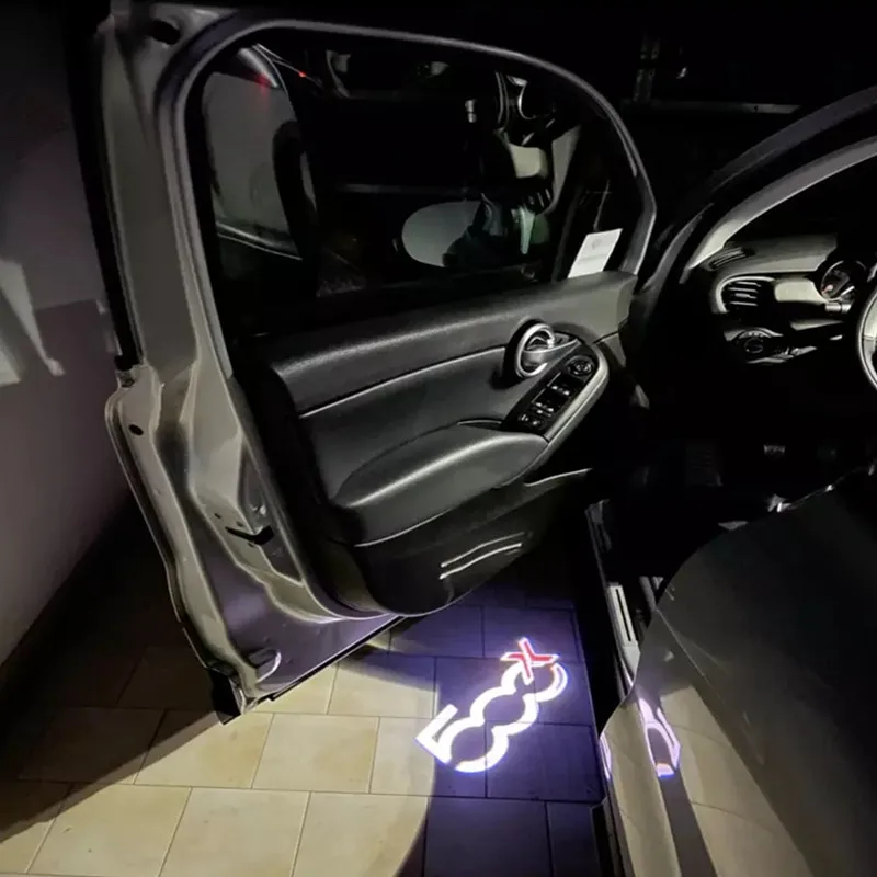 

2pcs Car Led Courtesy Door Logo Projector Customize Lamps For FIAT 500X 500L accessories OEM Welcome 3D Laser Ghost Shadow Light
