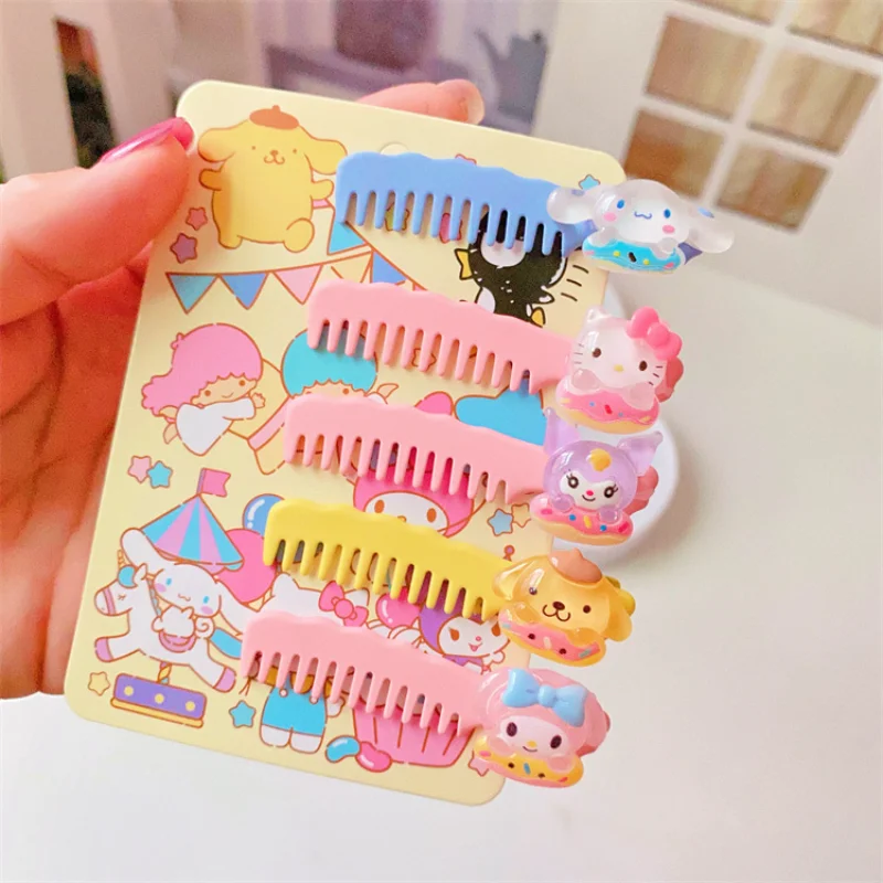 

Anime Cartoon Sanrioed My Melody Kuromi Hellokittys Comb shape Doll Cute Hairpin Kawaii Hair Accessories Girl Hair Clips Gift