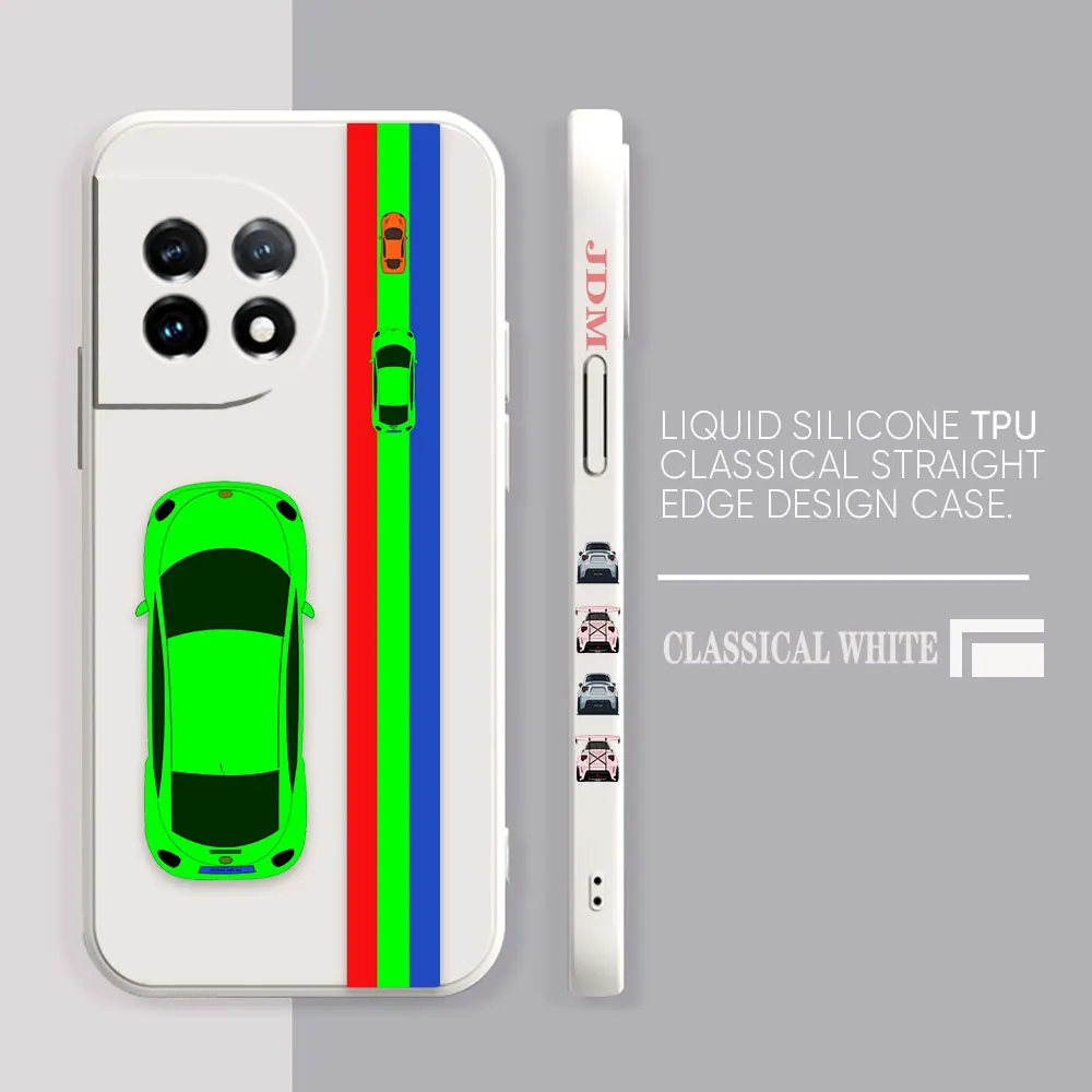 Phone Case For Oneplus 11 10 9 9R 9RT 8 8T 7 7T 5 5T 6 ACE 2 2V NORD Pro Liquid Case Cover Funda Cqoue Shell Cartoon Sports Car
