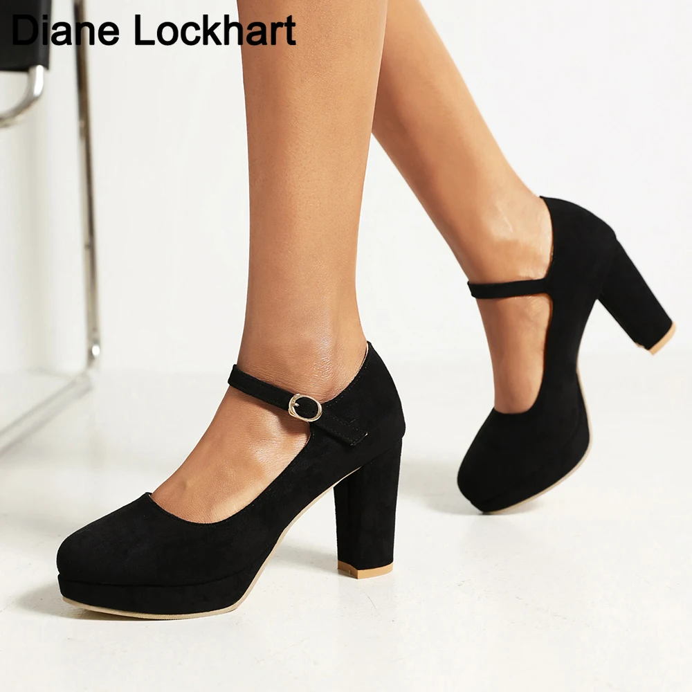

33-44 Classic Woman‘s Platform Pumps Gray Round Toe Suede Wedding Party Shoes Dress High Heels Ladies New Talon Haut Femme