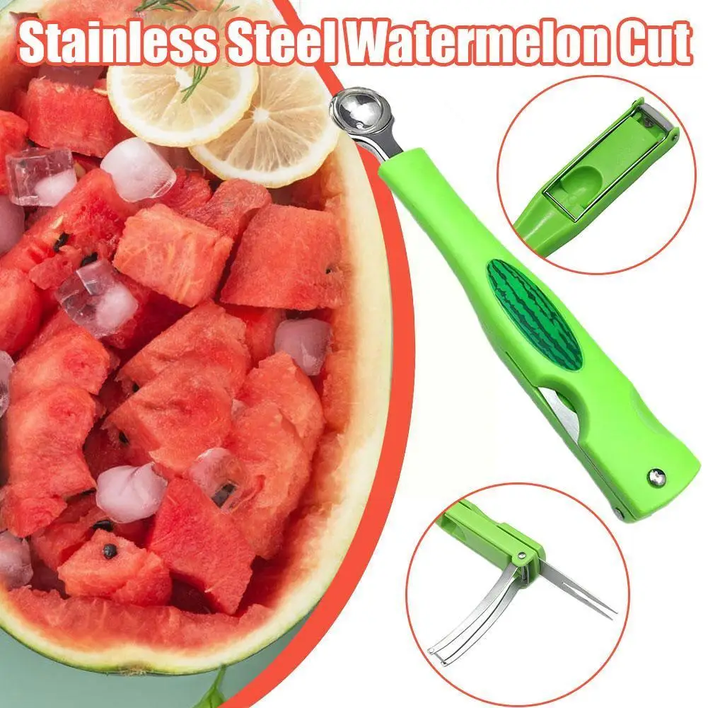 

3 IN 1 Watermelon Splitter Pulp Spoon Fruit Ball Digger Steel Watermelon Manual Stainless Household Tool Kitchen 304 Cuttin I6L5