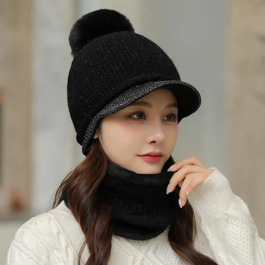 

Winter Neck Wrap Cozy Knitted Hat Scarf Set With Plush Ball Decor Stylish Warm Windproof Accessories For Winter Winter Hat