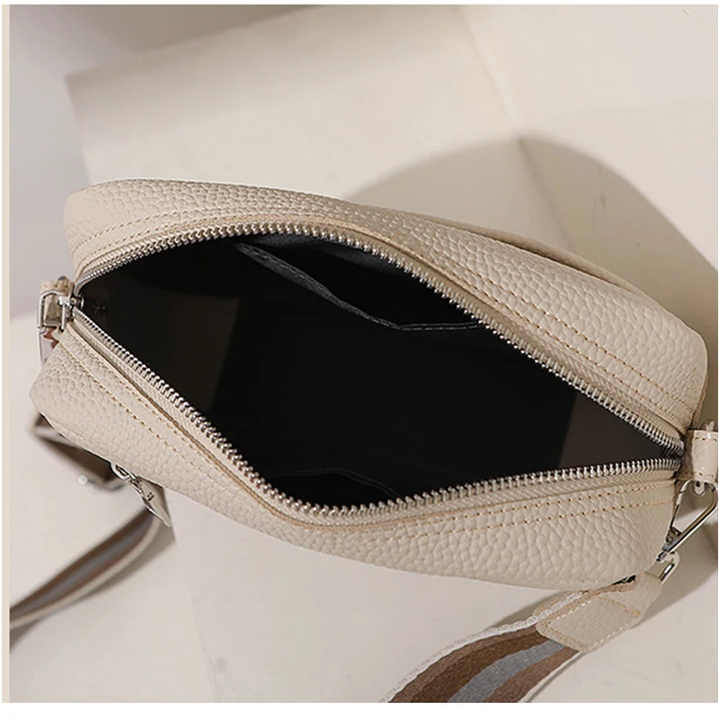 Brand Design Women Wide Strap Crossbody Shoulder Bag PU Leather Zipper Messenger Bags Ladies Casual Travel Solid Classic Handbag