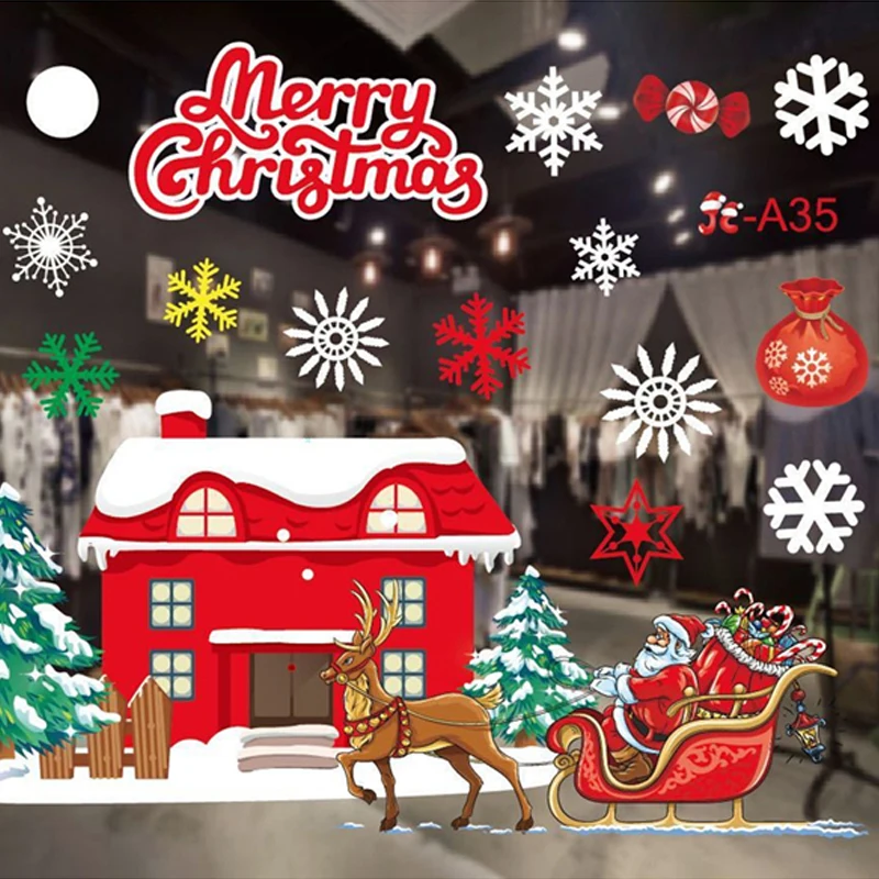 

Christmas Window Stickers Santa Claus Snowflake Wall Sticker Decals Christmas Decoration for Home Decor Navidad New Year 2023