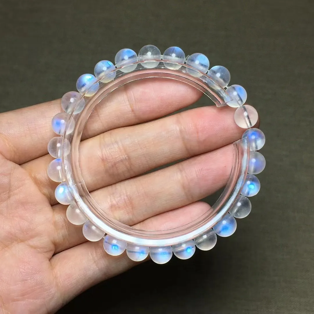 

Браслет с лунным камнем диаметром 7 мм для женщин и мужчин, подарок на богатство и любовь, прозрачные бусины с кристаллами, Фотоэлементы AAAAA