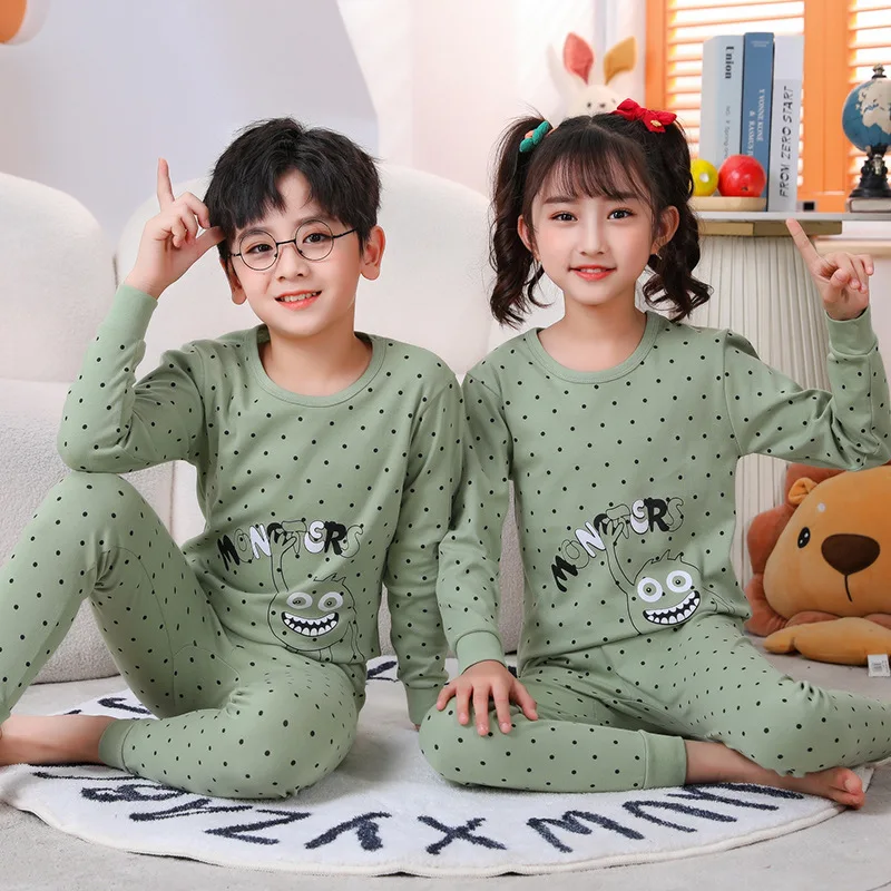 

Autumn Children Pyjamas Girls Boy Cotton Sleepwear Baby Underwear Set Halloween Animal Pajama Sets Kids Clothes 2pcs Tops Pants