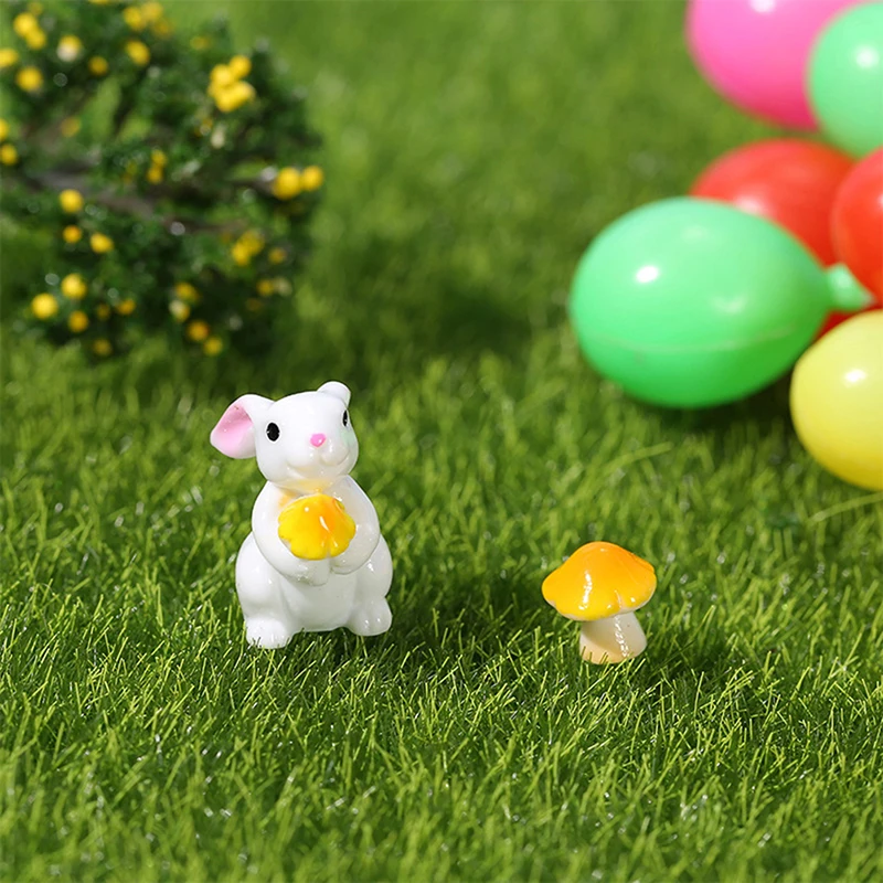 

1Pc Mini Cute Rabbit Figurine Animal Model Moss Micro Landscape Home Decor Miniature Fairy Garden Decoration Accessories
