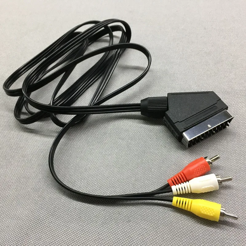 

100pcs EU Version High Quality 1.8m RGB Scart to 3 RCA Audio Video AV Cable for Nintend NES