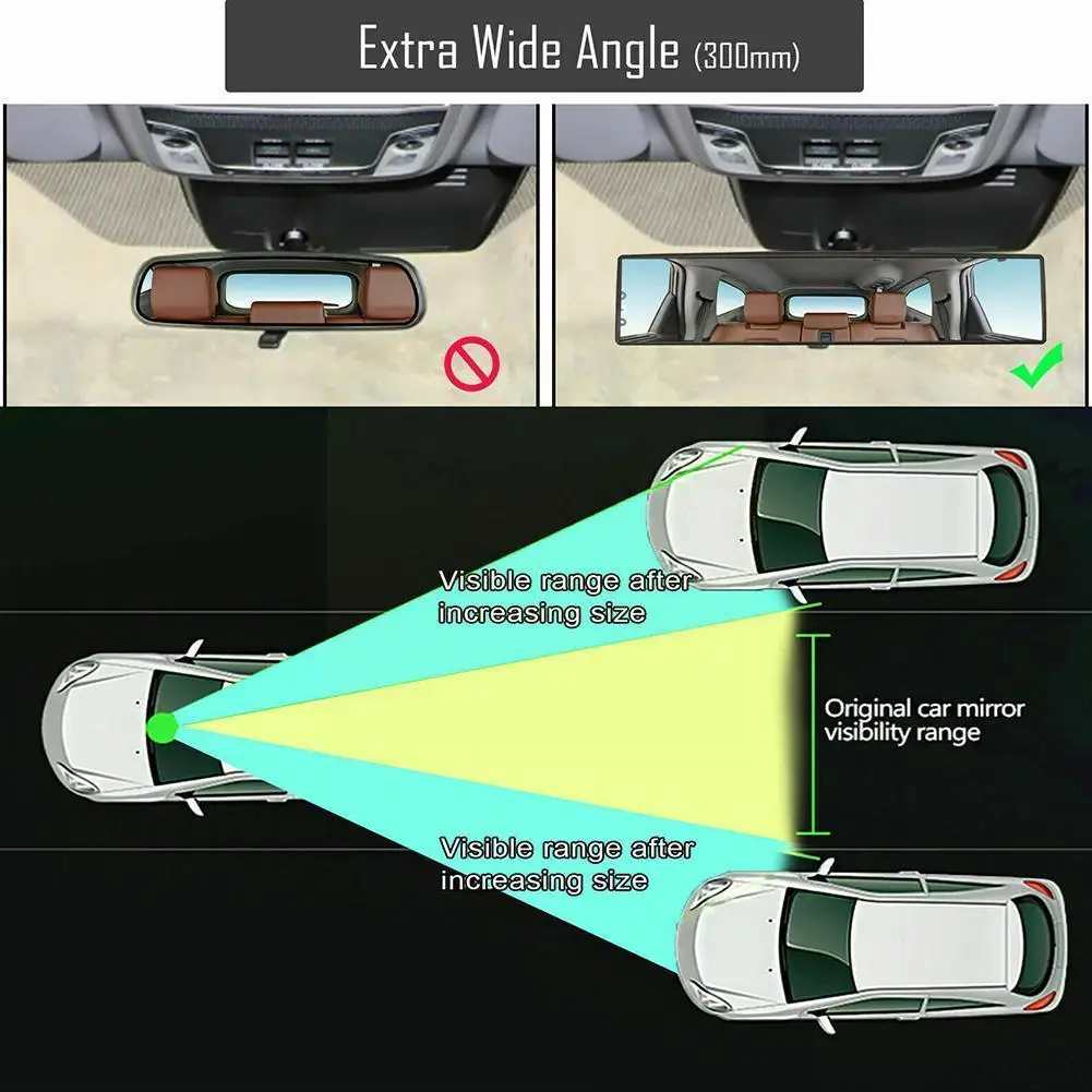 

300mm Car Universal Auto Rear View Assisting Mirror Large Wide Proof Angle Panoramic Car Interior Mirror Rearview Mirror Fo G4r9