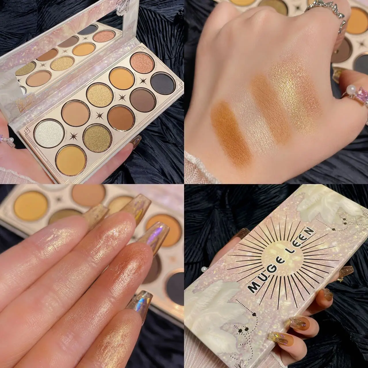 

Muge Leen Ten Colors Rich Gold Eye Shadow Plate Shimmer Matte Flash Earth Color Series Eye Shadow Plate Female