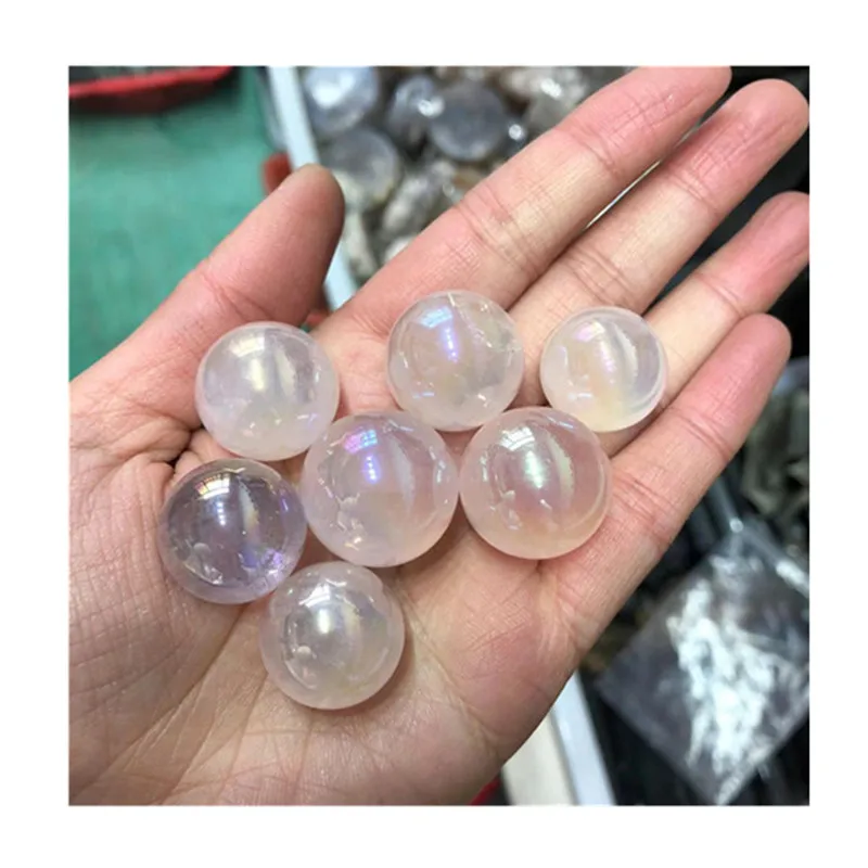 

Natural Aura Rose Quartz Mini Ball Crystals Healing Stones For Home Decoration