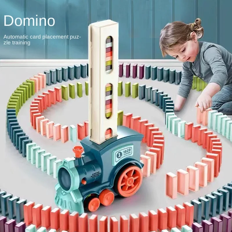 

Kids Electric Domino Train Car Set Automatic Laying Domino Brick Colorful Sound Light Dominoes Blocks Game DIY Educational Toys