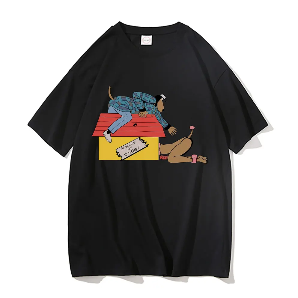 

Rapper Anime Cartoon Style Snoop Dogg Graphic T Shirt Men Women Vintage Oversized Tshirt Funny Be Ware of Dogg Printed T-shirts