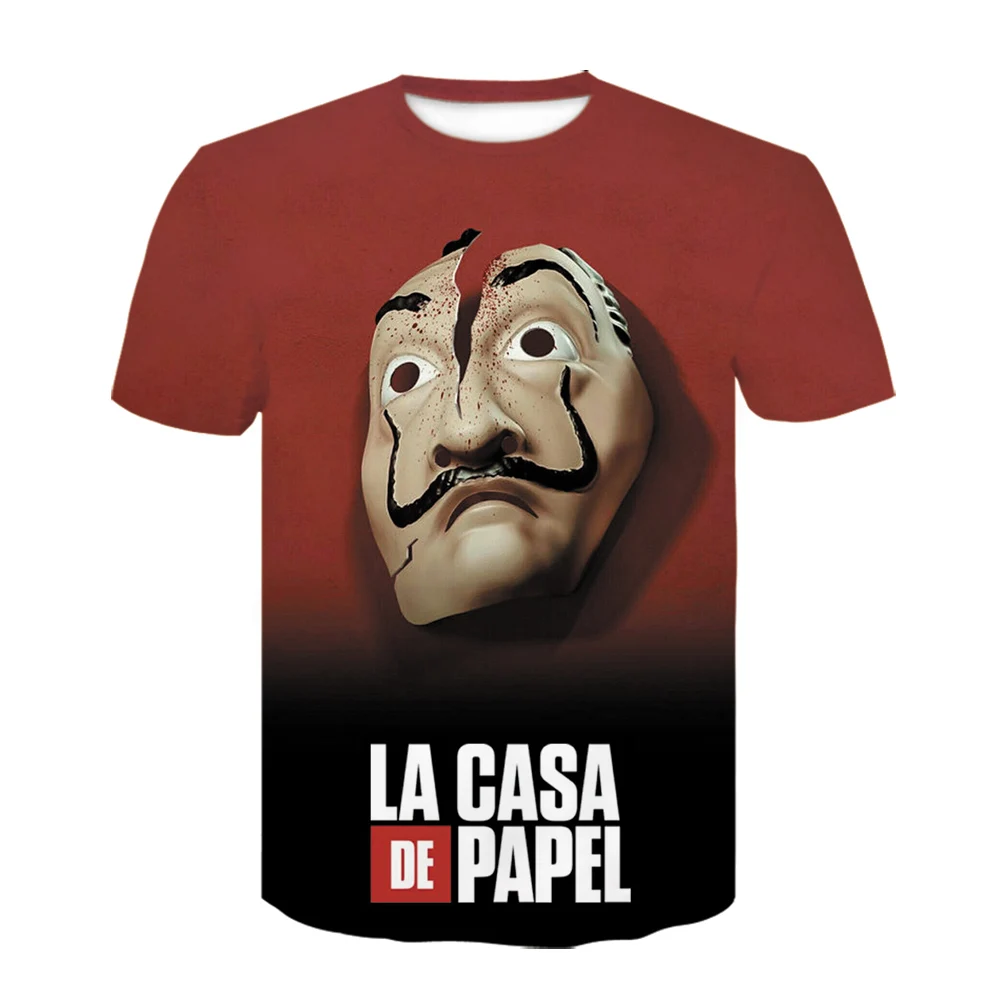 

Футболка La Casa De Papel с 3D принтом для женщин и мужчин, уличная одежда с коротким рукавом, модные повседневные рубашки с бумажным домом, топы