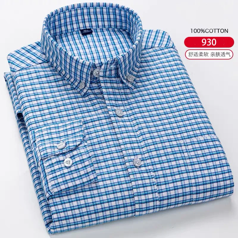 Camisa Masculina 2022 New Long-sleeved Shirt Japanese Retro Casual Business Oxford Plaid Men's Cotton Wild Shirt Men's Clothing