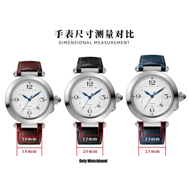 Фото Ремешок из коровьей кожи для Cartier Pasha Special Notch, ремешок для часов для мужчин и женщин, воловья кожа 20x12 мм, 18x10 мм, браслет, шатун №5