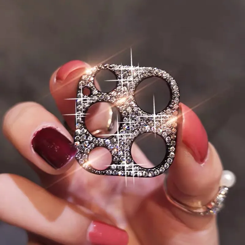 NEW 1PC 3D Crystal Glitter Stone For iPhone 11 12 Mini Pro Max Fashion Bling Diamond Lens Protection Camera Protector PC Cover