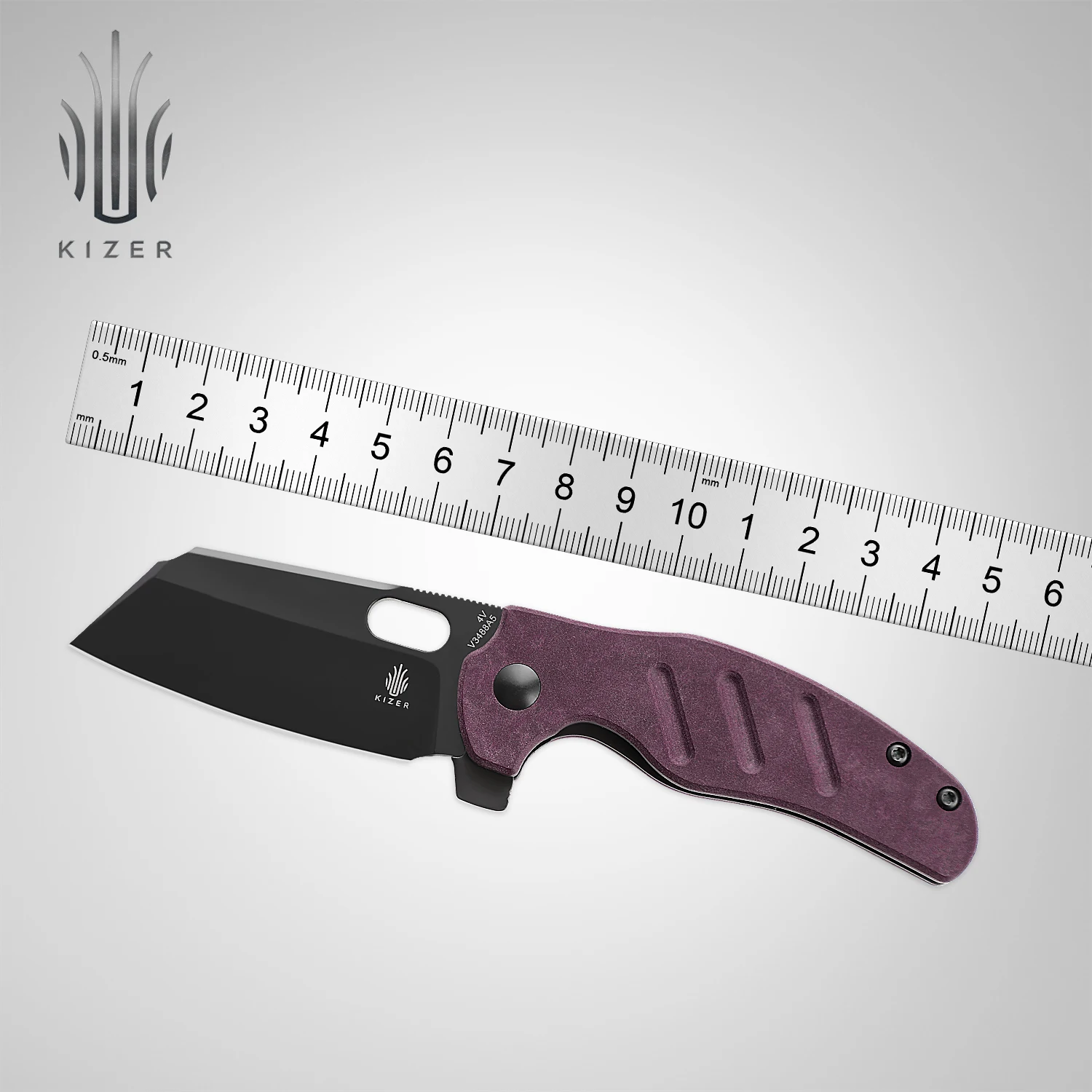

Kizer Tactical Knife C01C Mini V3488A5 New Red Richlite Handle and 4V Steel Blade Camping Knife with Removable Flipper Tab