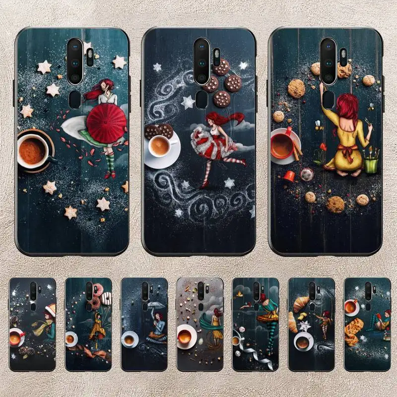 

Coffee Girl Food Creative Drawing Phone Case For Redmi 9A 8A 6A Note 9 10 11S 8T Pro Max 9 K20 K30 K40 Pro PocoF3 Note11 5G Case
