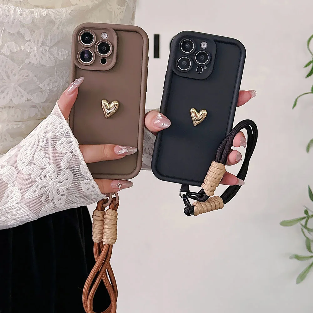 Фото Для OPPO A59 A58 A57 A56 A55 5G A54 4G A53 A52 A31 A32 A8 A5 A9 2020 A53S A54S A57S Мягкий чехол для телефона с ремешком в форме сердца №1
