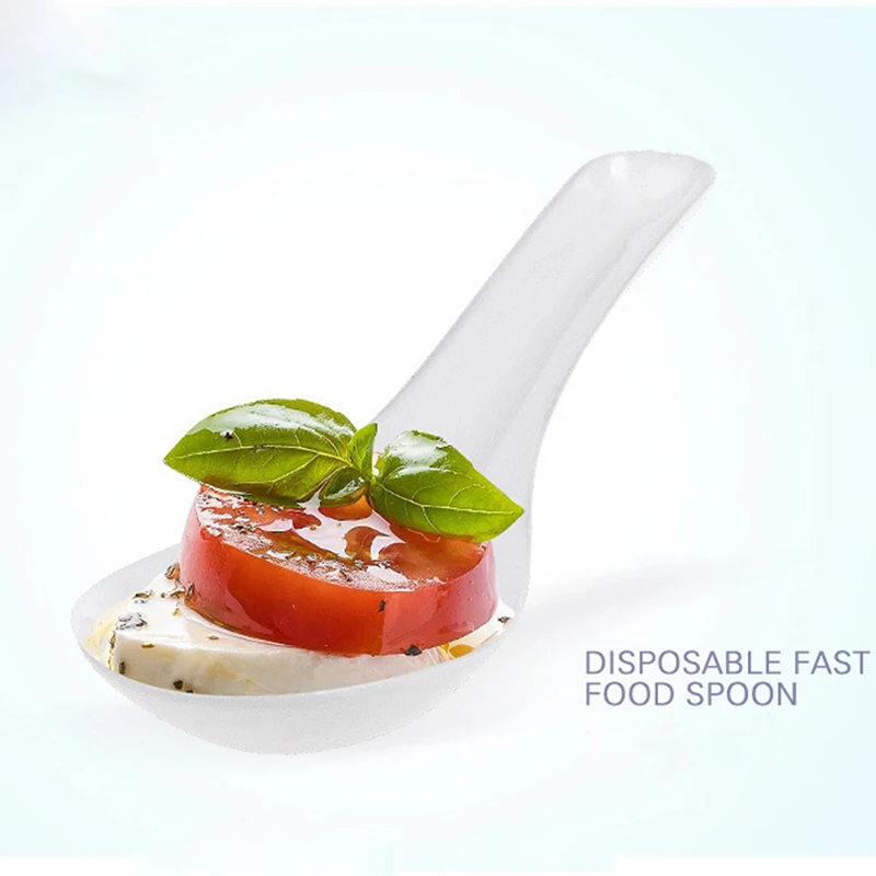 50/100Pcs/Pack Plastic Fork Spoon Home Party Wedding Transparent Mousse Dessert Spoon Plastic Tableware Supplies