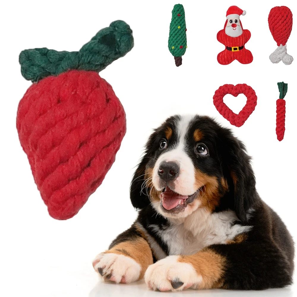 

New Christmas Pet Cotton Rope Toy Cleaning Dog Interactive Toy Bite-resistant Molar Dog Toy Set Puppy Christmas Gift