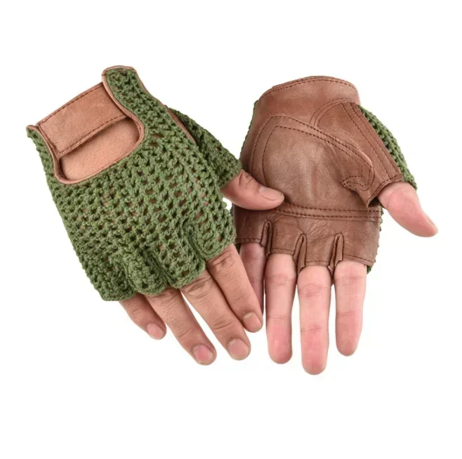 

Мотоциклетные перчатки с полупальцами, кожаные тканые сетчатые нескользящие, впитывающие пот, износостойкие дышащие перчатки, мотоциклетное оборудование