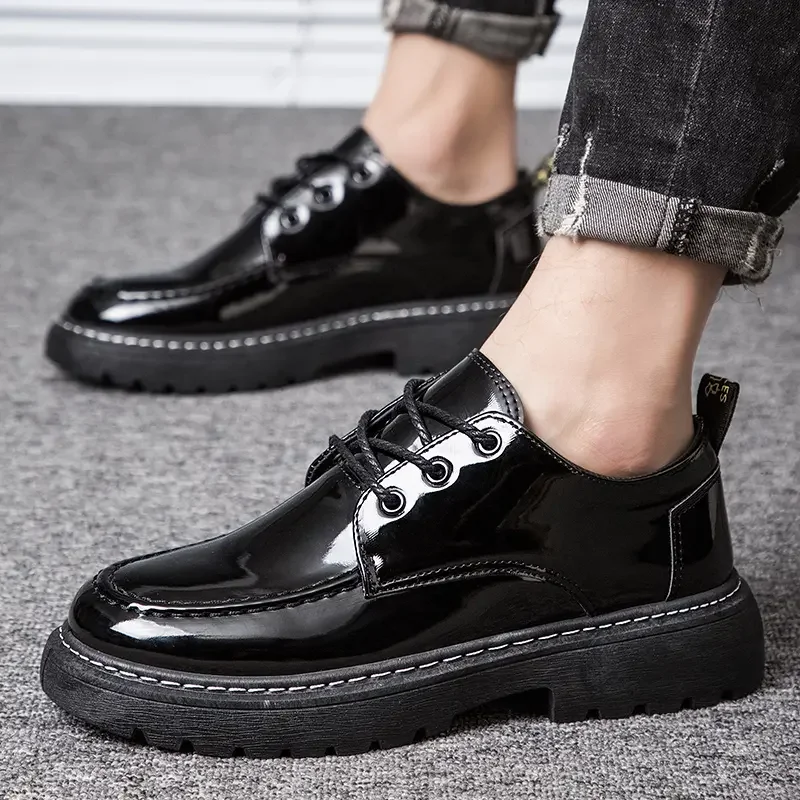 Мужские кожаные туфли на толстой подошве повседневные Нескользящие