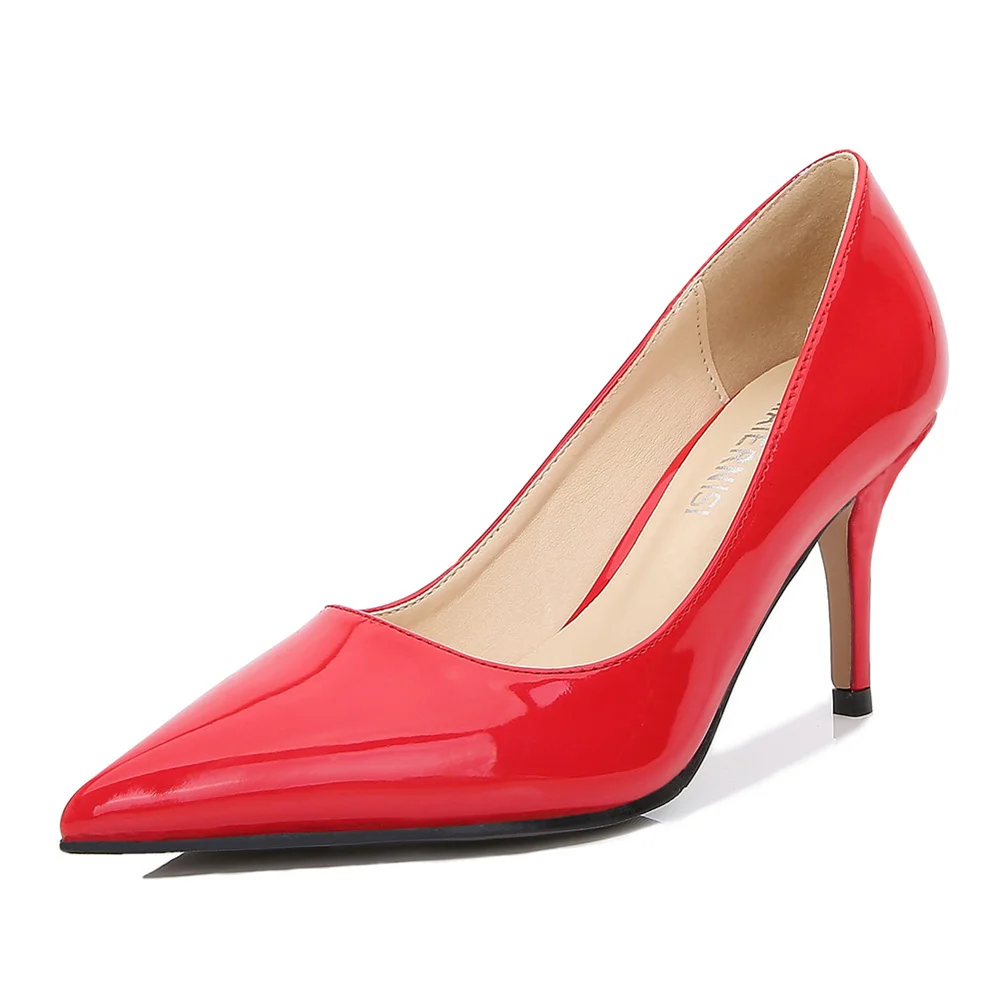 

MAIERNISI Plus Size 35-46 Women Shoes Office Lady Pumps Heels Boat Shoes Low Heel Basic Pump Shallow Dress Shoes PU