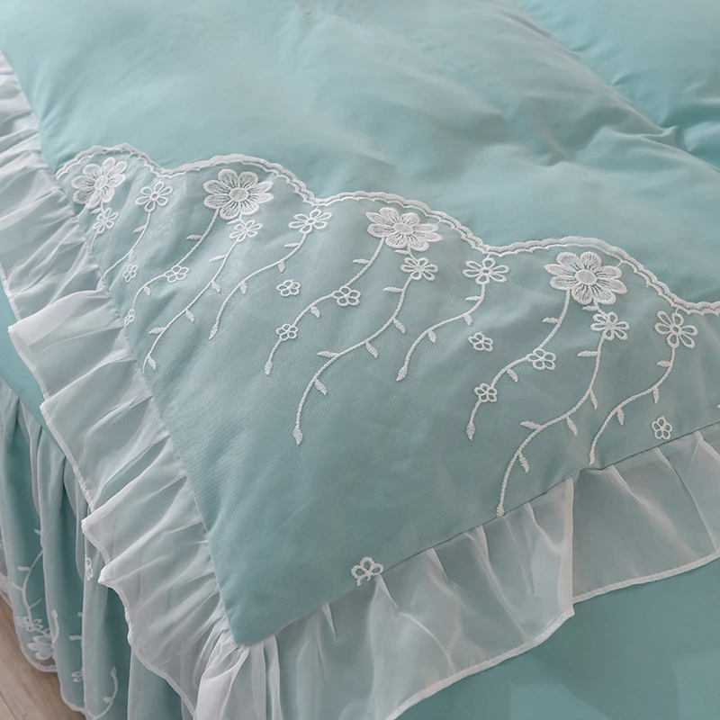 Кружевные комплекты постельного белья принцессы синее белое двойное