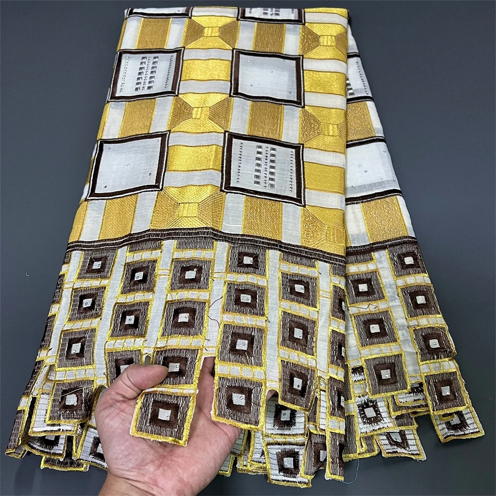 

2023 Africa new lace fabric high quality 5 yards Nigerian ribbon lace fabric with sequins sewn lace wedding party PS0009