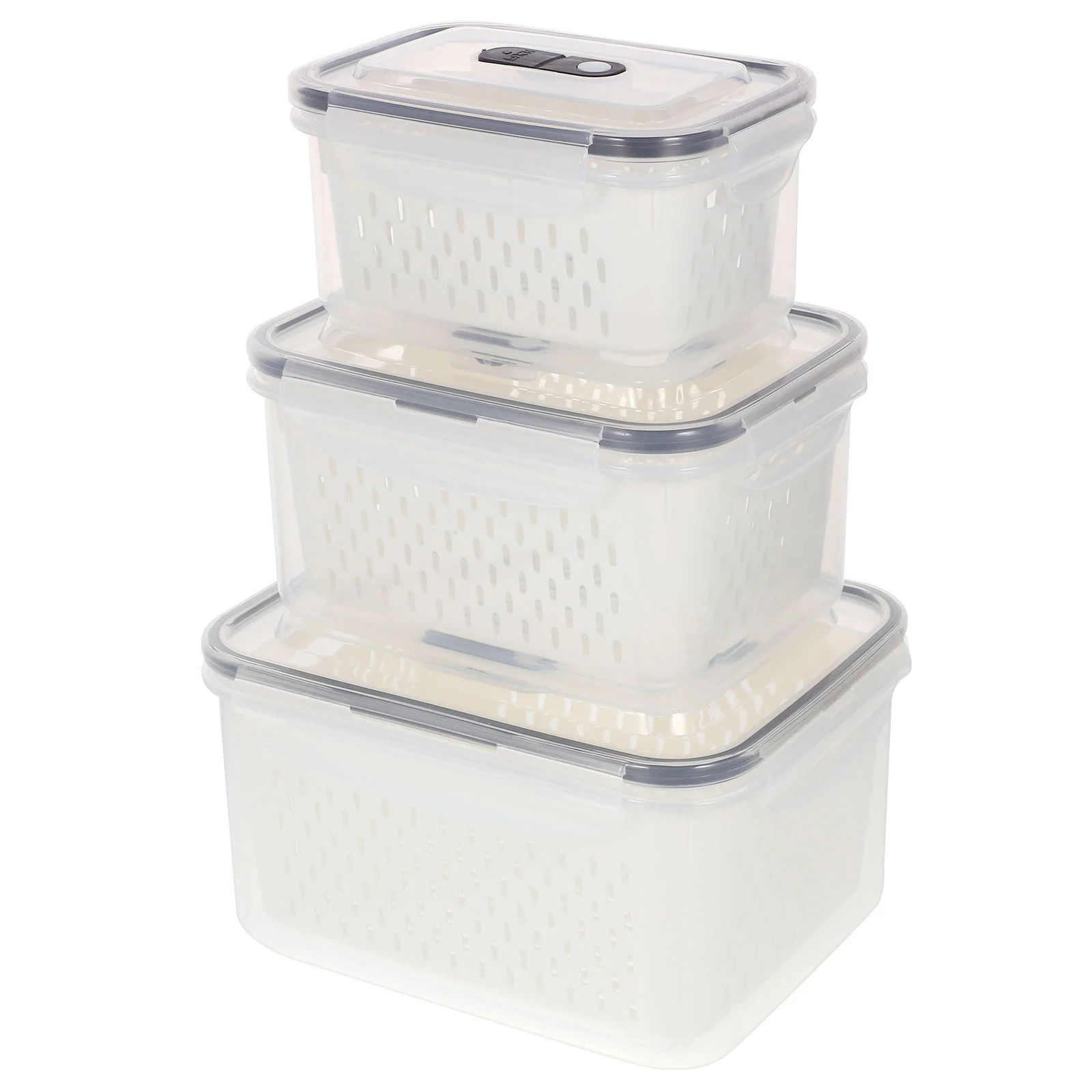 

3pcs Fruit Containers with Removable Colanders Reusable Food Storage Containers for Fridge