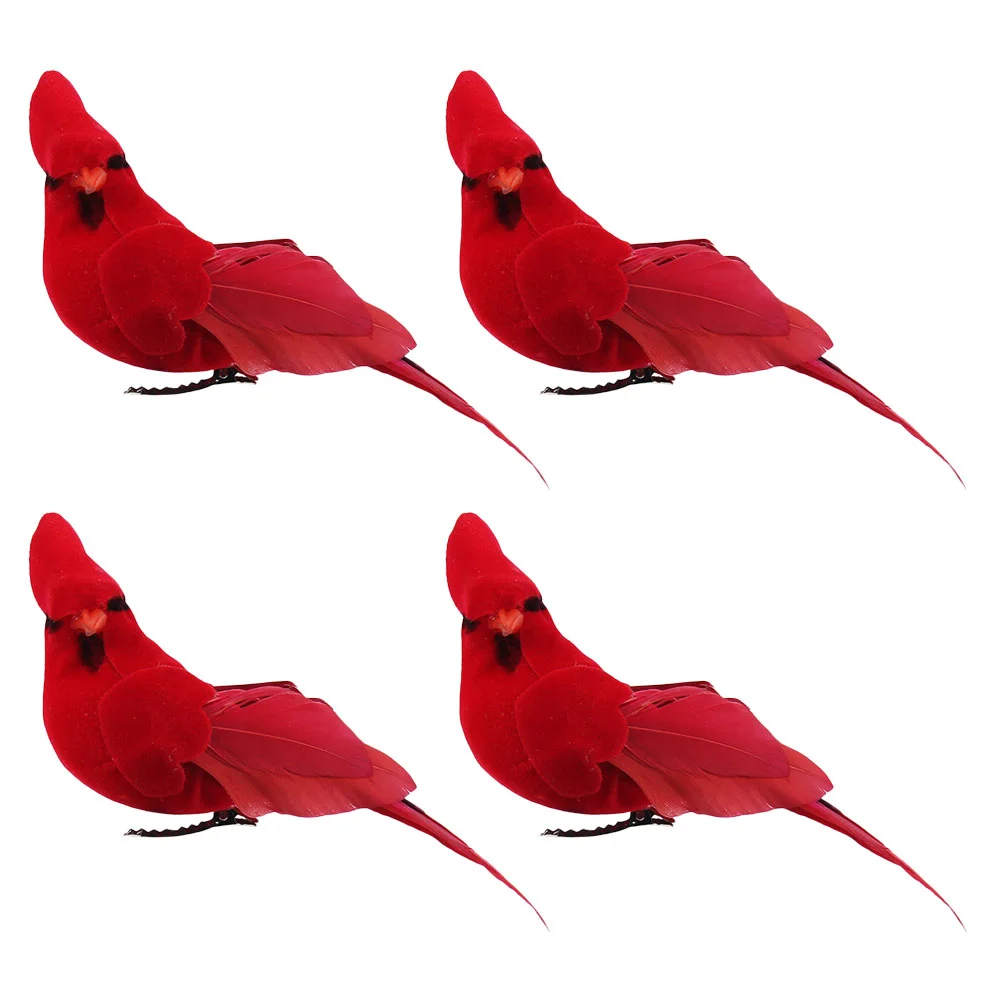

Bird Birds Artificial Christmas Decor Ornament Tree Cardinal Clipred Decorationfigurine Feathered Fakeornaments Clips Animal