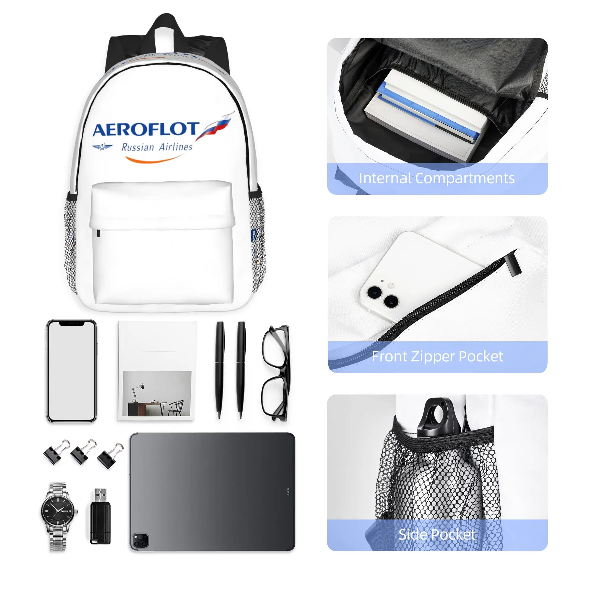 Фото Рюкзак Aeroflot Aviation Russe Pilote Aerospace Aviateur, хит продаж, повседневный рюкзак для мальчиков и девочек, школьная сумка, сумка через плечо №3