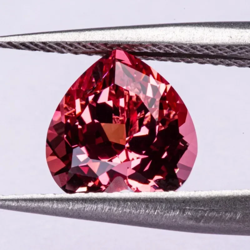 Фото Выращен в лаборатории Padparadscha, красный цвет лотоса, драгоценный камень в форме сердца для подвесок, изготовления ювелирных изделий, сделай сам, материалы для колец, сертификат на выбор №5
