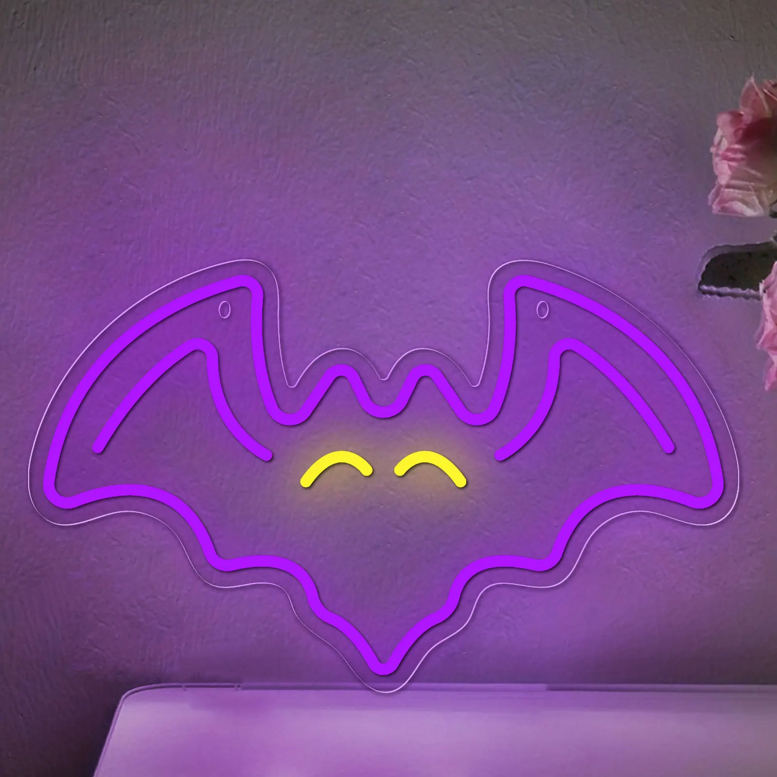 Неоновая Вывеска Дизайн Летучей Мыши С Питанием От USB Регулируемая Яркость