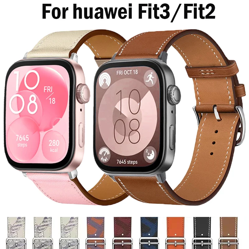 Фото Кожаный ремешок для Huawei Watch Fit 2, сменный ремешок для умных часов, спортивный браслет в стиле ретро, браслет correa, аксессуары для Huawei Fit 3, №1