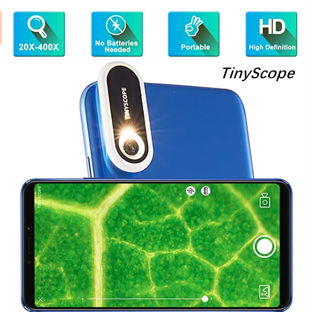 

TinyScope Digital Mobile Microscope Camera Len 20x - 400x For All Phone Support IOS Android Kids Educational Camera Microscope