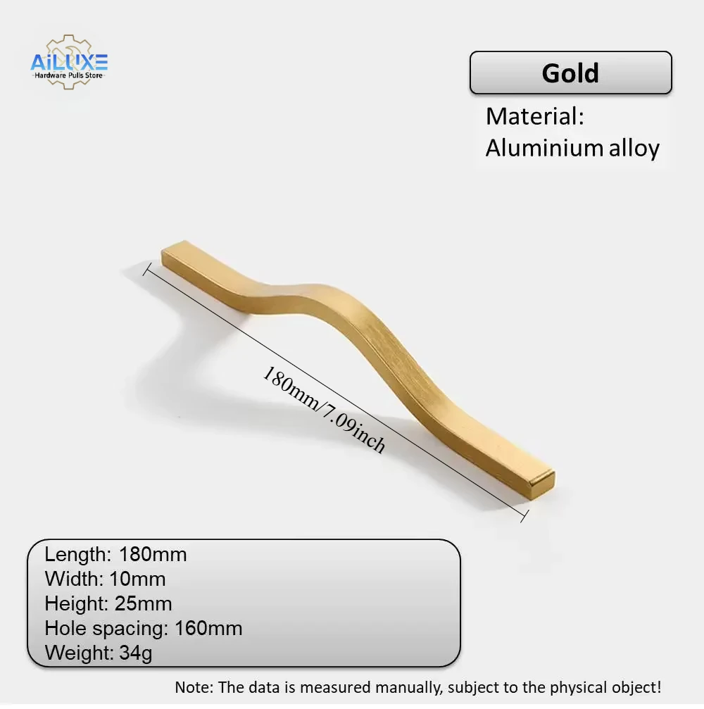 Матовые золотые ручки для шкафов из алюминия