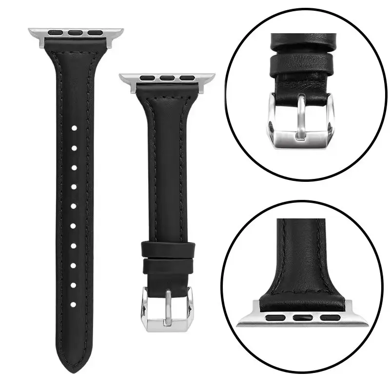 Slim leather strap For Apple Watch Ultra 49mm Series 8 7 41/45mm correa 38/42mm Wrist bracelet iWatch SE 6 5 4 3 40mm/44mm Band