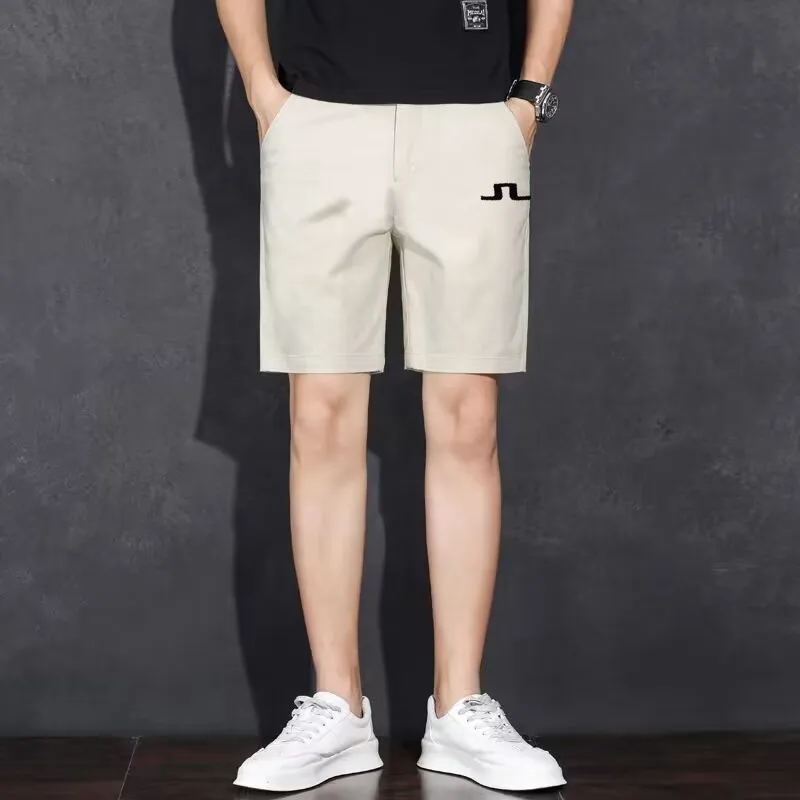 2023 Summer Embroidery Golf Pure Cotton Shorts Men's Medium Pants Loose Casual Straight Trend Outside Wear Nickel Pants