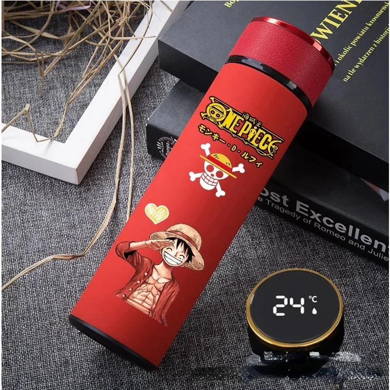

Japanese Cartoon Stainless Steel Thermos Cup Anime One Piece Luffy Cosplay Vacuum Cup Thermos Smart Coffee Cup Water Bottle Gift