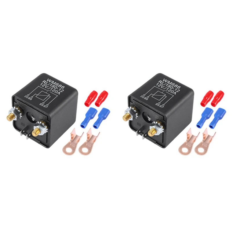 

2 шт. реле WM686 12 В постоянного тока, изолирующее реле для аккумулятора 12 В/120 А, пиковая нагрузка для автомобилей, грузовиков, автомобилей с про...