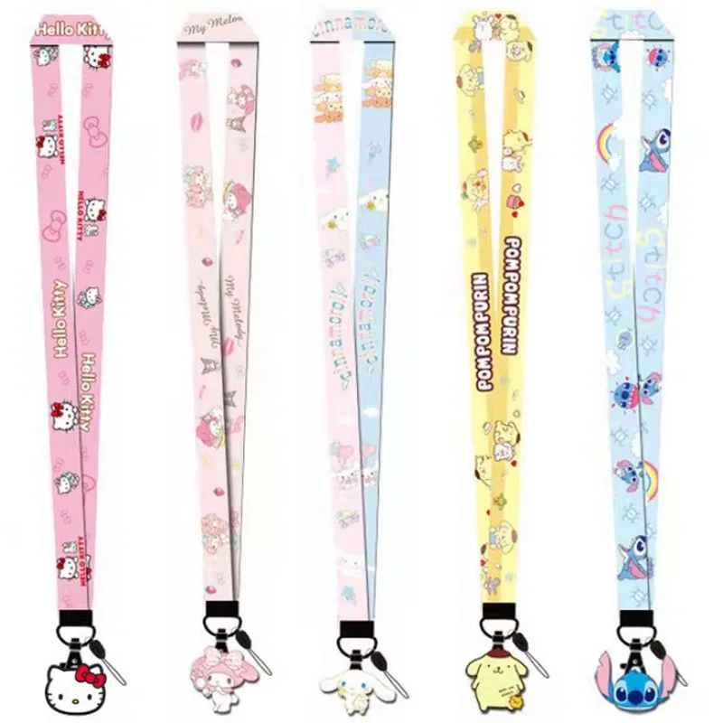 

Kawaii Sanrios Lanyard Cute Hellokittys My Melody Cinnamoroll Cartoon Pendant Woven Rope Key Card Set Lanyardtoys for Girls Gift