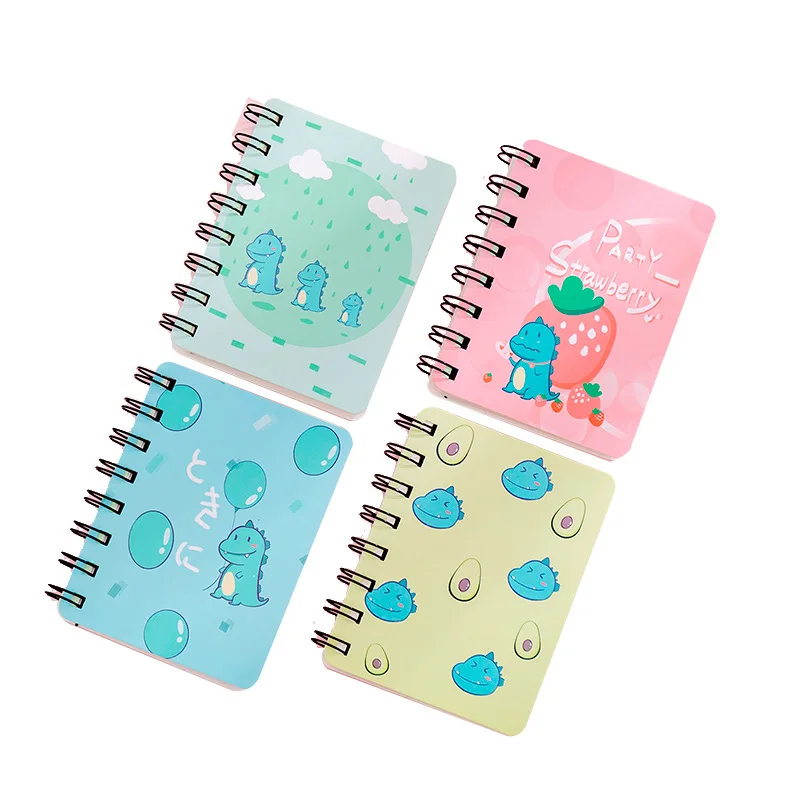 4 pcs Cartoon Cute Dinosaur A7 Coil Book Cute Student Mini Portable Pocket Notebook Korean Stationery