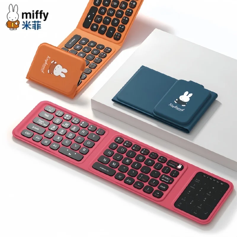 Фото Беспроводная Bluetooth-клавиатура Miffy Tri Fold, ультратонкая, бесшумная, миниатюрная, портативная, для 3 устройств: iOS, Android, Windows Phone, iPad, планшетов №1